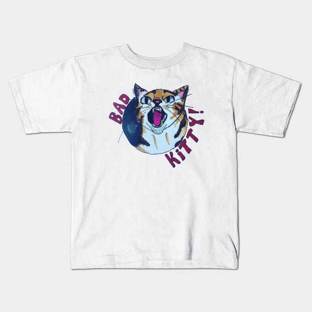 Bad Kitty! Kids T-Shirt by Artofmiarussell 